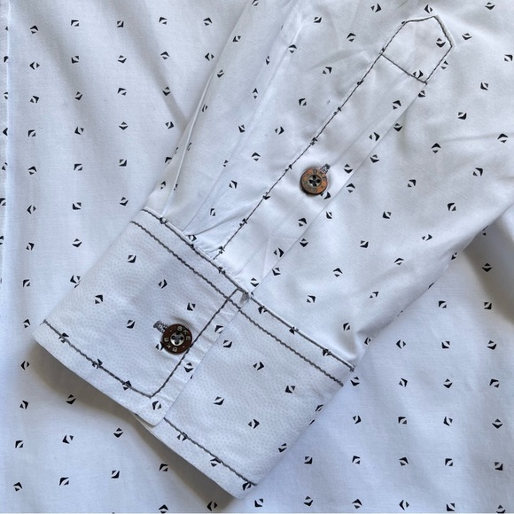 BKE Standart Fit Button Up Shirt Men’s Size L Long Sleeves White Black Western - Picture 4 of 9